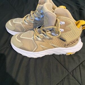 Hoka  Tan and Yellow Sneakers